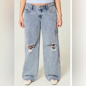 Hollister Low-Rise Baggy 100% Cotton Wide Leg Relaxed Jeans‎